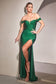 Off The Shoulder Hot stone Bodice Luxury Flattering Sequined with Sexy Leg Slit Prom & Bridesmaid Dress CDCA106-4