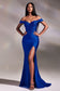 Off The Shoulder Hot stone Bodice Luxury Flattering Sequined with Sexy Leg Slit Prom & Bridesmaid Dress CDCA106-7