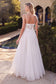 Layered A-Line Tulle Modern Bride & Wedding Gown Vintage Boho Laced A-line Wedding Dress Mid Open Back V-neck Floral Bodice CDCB072W-2