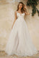 Layered A-Line Tulle Modern Bride & Wedding Gown Vintage Boho Laced A-line Wedding Dress Mid Open Back V-neck Floral Bodice CDCB072W-4
