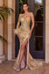 One Shoulder Fitted Glitter Side Slit Long Sleeve Long Prom Dress CDCB131-1