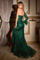 One Shoulder Fitted Glitter Side Slit Long Sleeve Long Prom Dress CDCB131-3