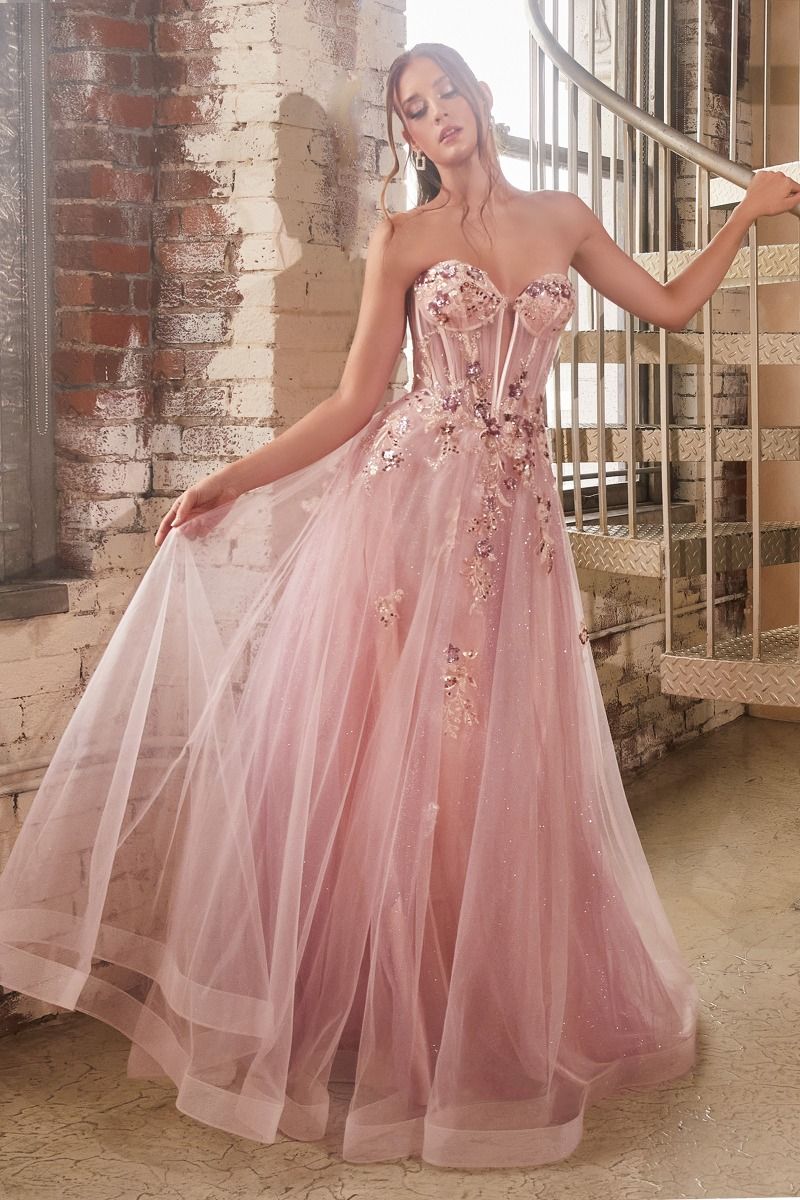 Strapless Layered Tulle Ball Gown-0