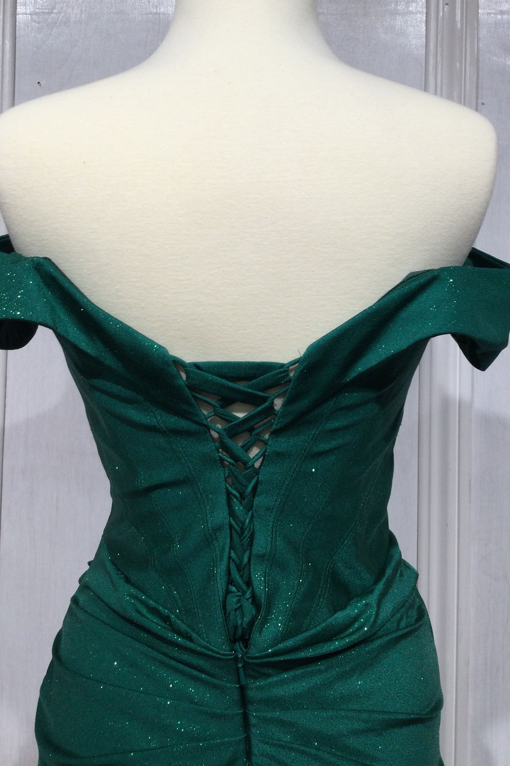 Glitter Off The Shoulder Fitted Gown-7