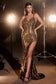 Iridescent Sheer Side Slit Open Back Lonng Evening Dress CDCC2292-2