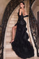 Sequin Ruffle Black Evening Gown-1