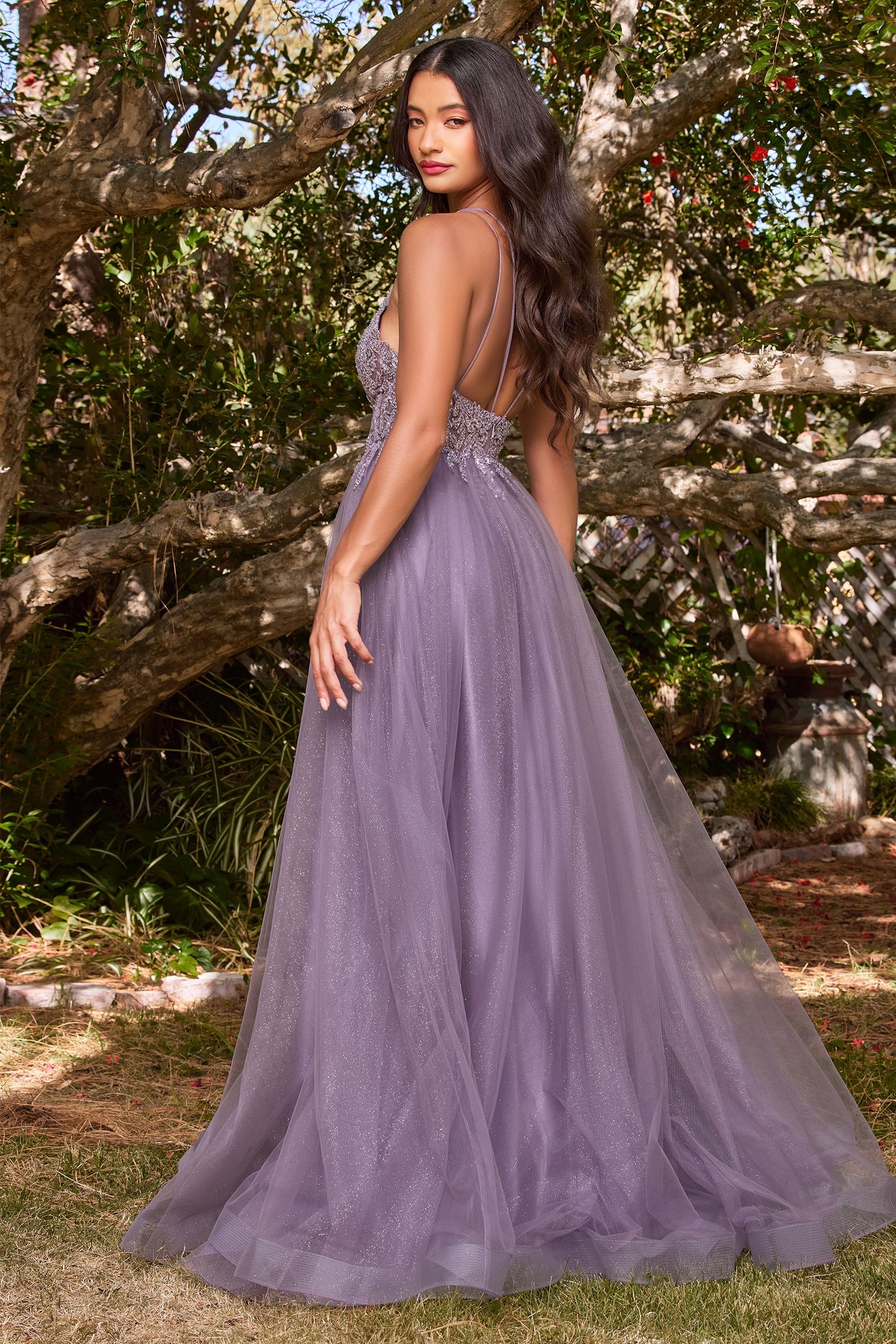 A-Line Layered Tulle Gown-7