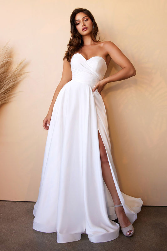 Satin Strapless Bridal Ball Gown-0