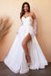 Satin Strapless Fitted Sweetheart Neckline Corset Look A-line Skirt with High Leg Slit Wedding Dress CDCD0166W-1
