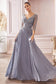 Chiffon A-Line Long Sleeve Gown-3