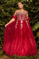 Strapless A-Line Gown And Puff Sleeves-2