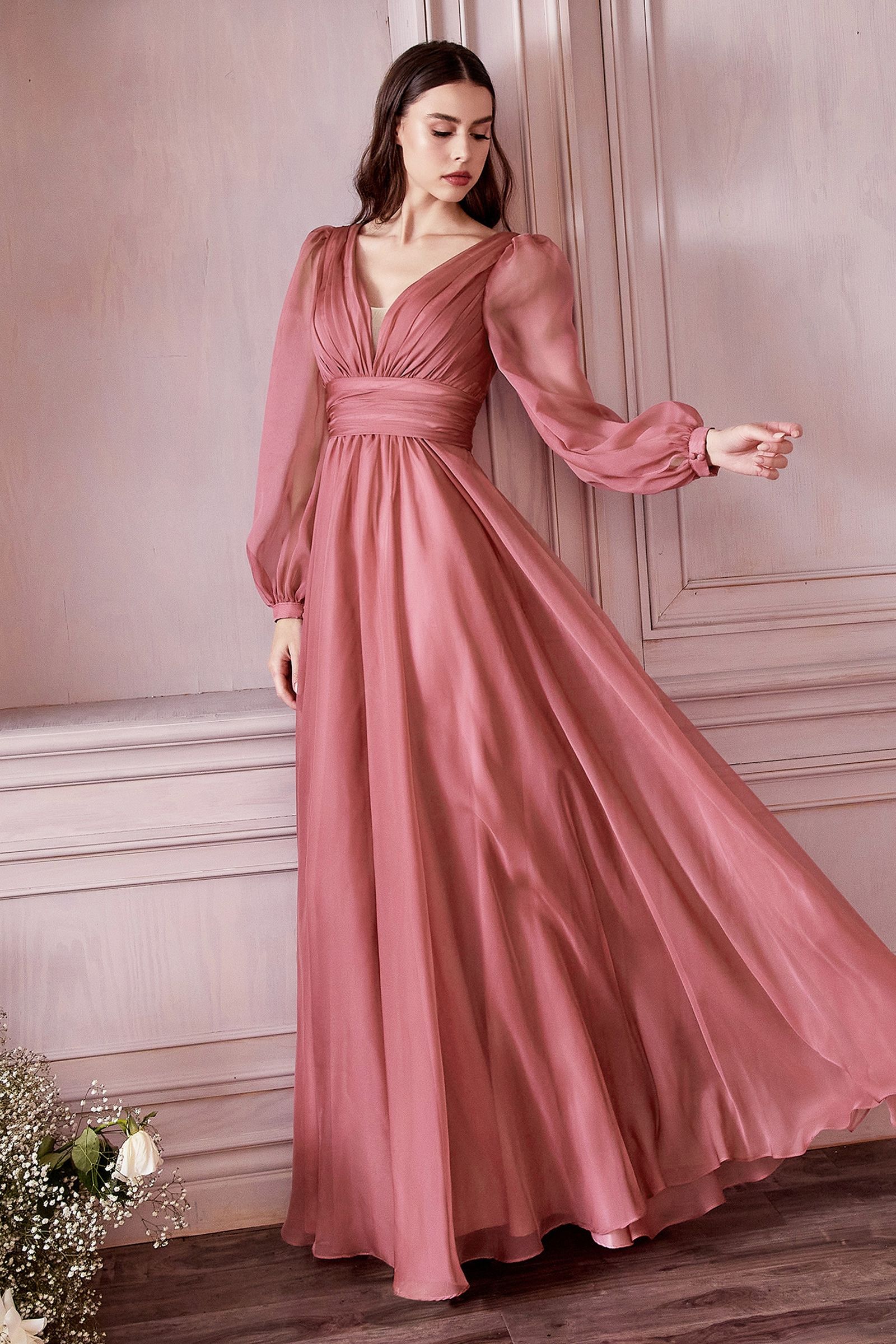 Long Sleeve Chiffon Dress-8