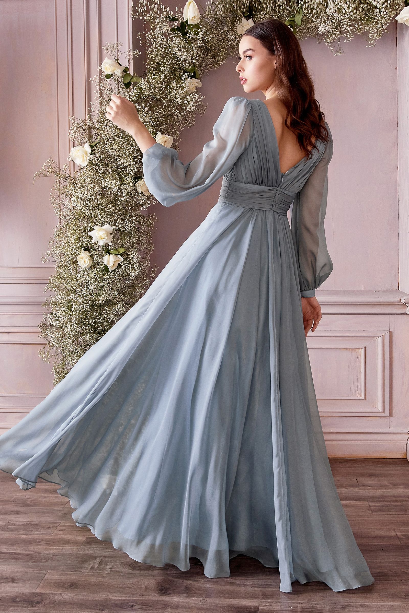 Long Sleeve Chiffon Dress-12