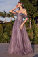 Lace A-Line Gown With Off The Shoulder Sleeves-5