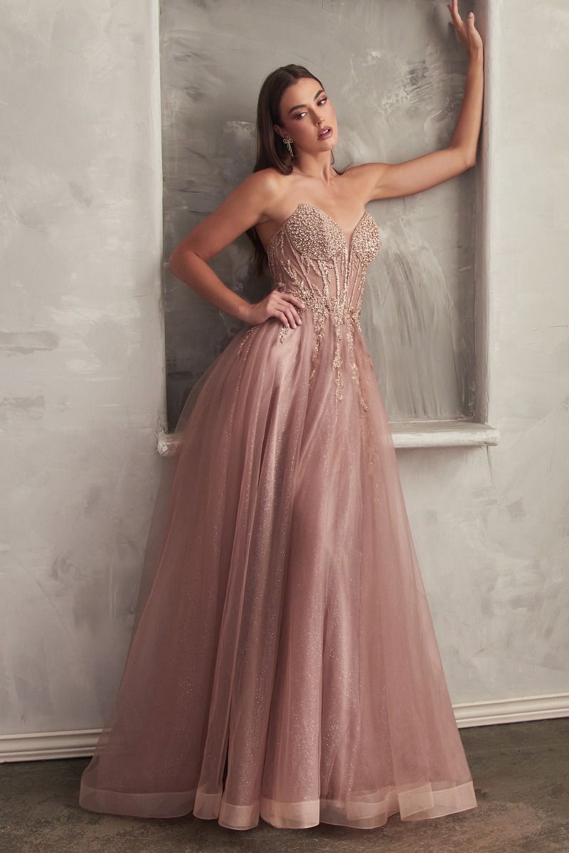 STRAPLESS LAYERED TULLE BALL GOWN CDCD0230-7