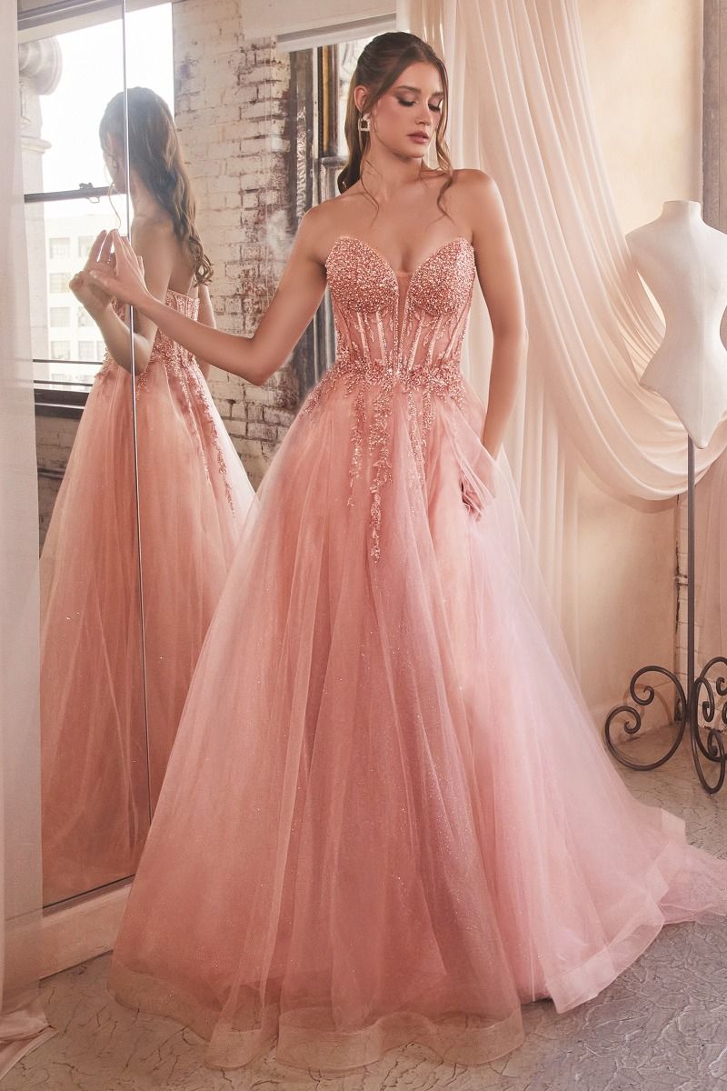 Strapless Layered Tulle Ball Gown-8