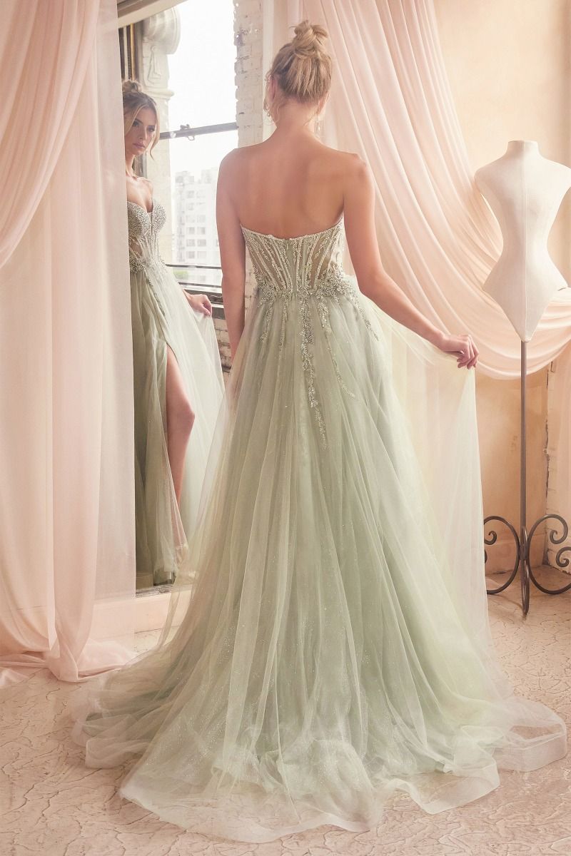 Strapless Layered Tulle Ball Gown-9