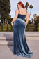 Plus Size Deep V-Neck Velvet Fitted Luxury Royal Modern Sensual Plunging Bodice Prom & Bridesmaid Dress CDCD235C-1