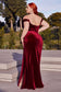 Plus Size Velvet Wrap Effect Cowl Neck Off Shoulder Bodice Mermaid Prom & Bridesmaid Dress CDCD236C-0