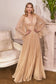 Pleated Chiffon Long Sleeve Gown-0