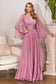 Pleated Chiffon Long Sleeve Gown-2