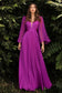 Pleated Chiffon Long Sleeve Gown-3