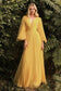 Pleated Chiffon Long Sleeve Gown-6