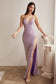 Iridescent Fitted sequin Deep V-neck Laced Open Back Bodice Red Carpet Prom & Bridesmaid Dress CDCD258-2