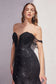 Strapless Sequin Dress With Beaded Draped Shoulders-5