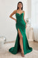 Fitted Stretch Satin Solid Sexy Flattering with Leg Slit V-neck V-back Bodice Prom & Bridesmaid gown CDCD3208-4