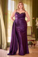 Fitted Stretch Sweetheart Side Slit Satin Plus Size Long Evening Dress CDCD349C-1