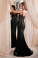 Beaded Black Silver Fit & Flare Gown-1
