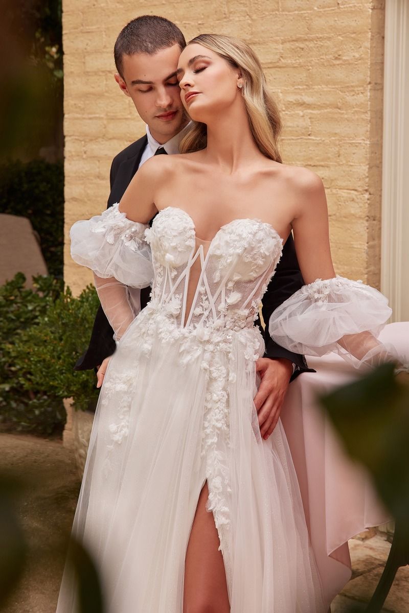 Strapless Ball Gown With Removable Sleeves-2