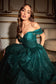 Off The Shoulder Glitter Tea Length Dress-5