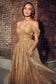 Off The Shoulder Glitter Tea Length Dress-7