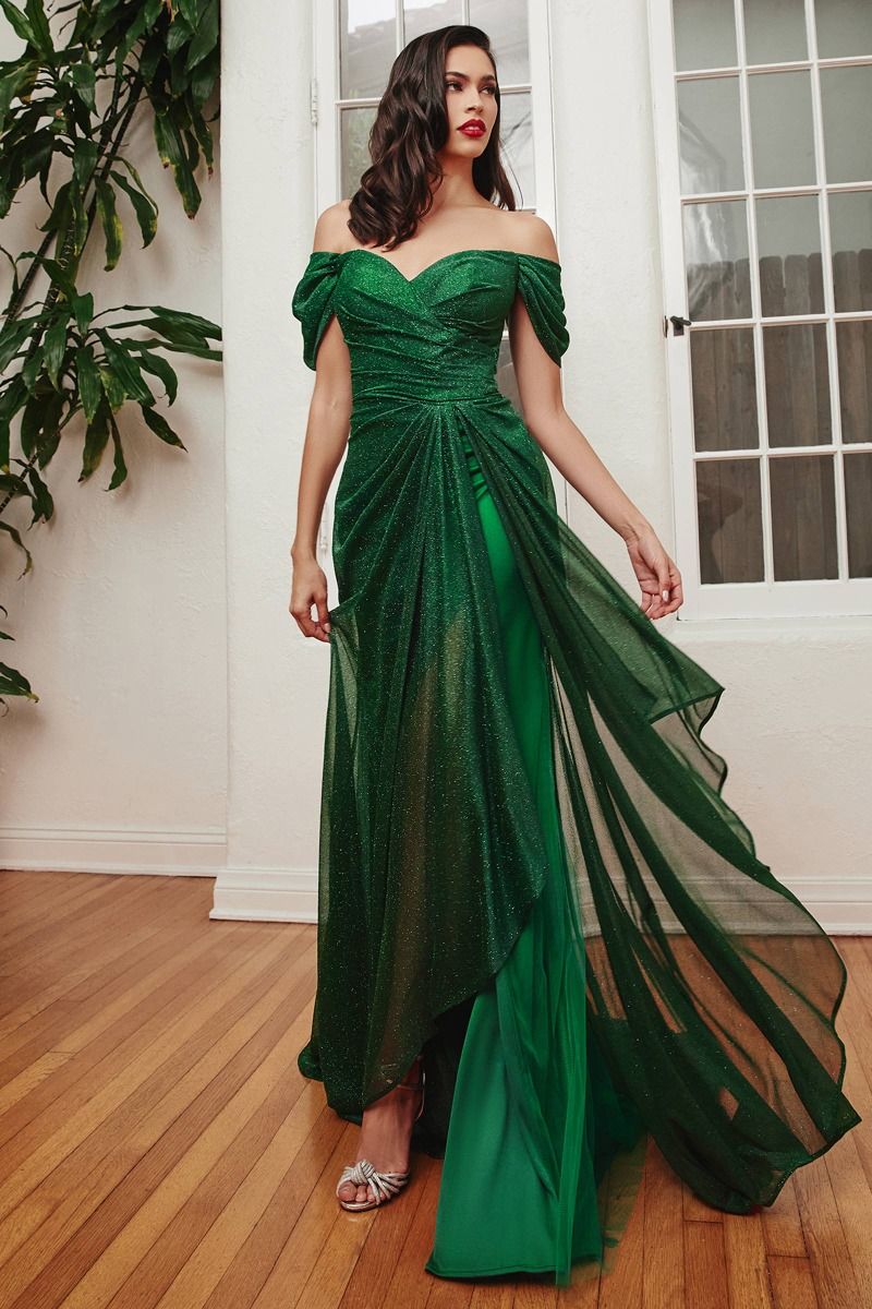 Strapless Off The shoulder Wrap Bodice Luxury Glitter Sequin Prom & Bridesmaid Dress CDCD878-5