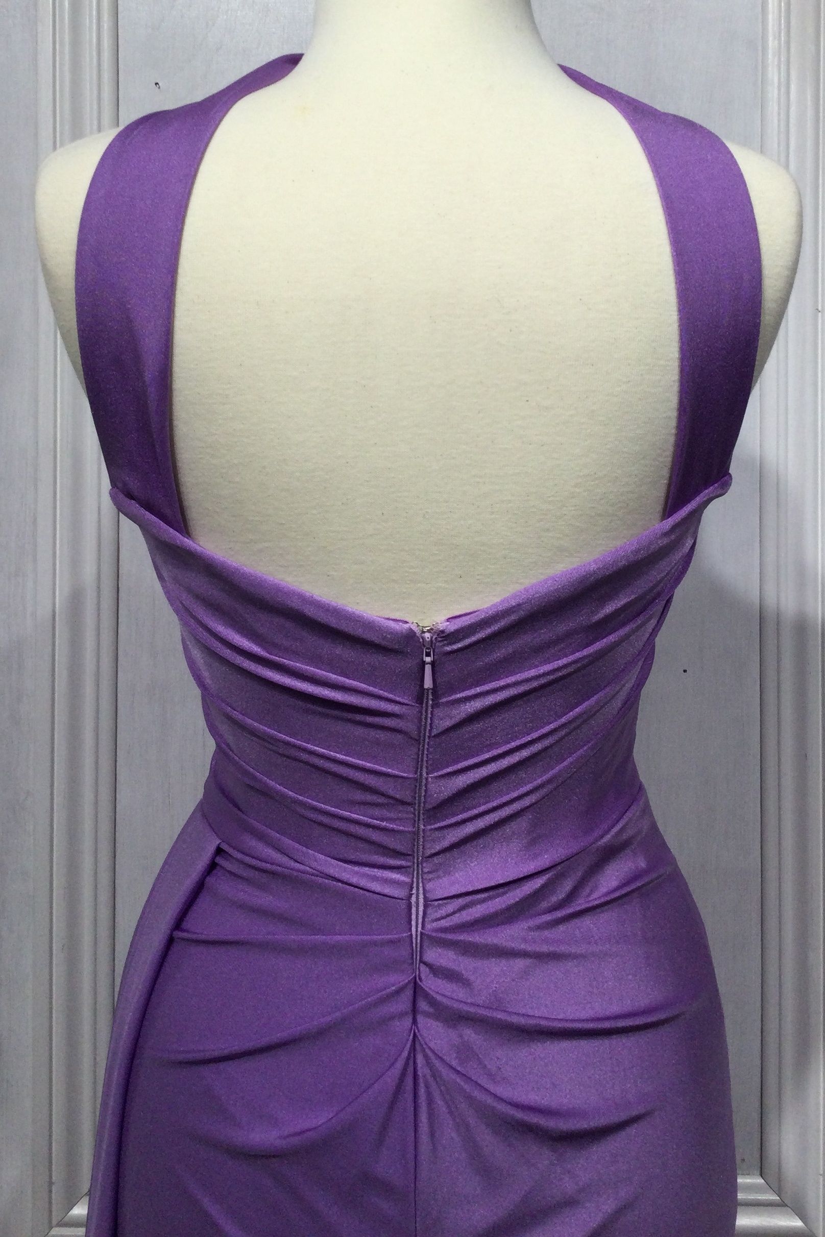 Strapless Stretch Satin Gown With Gloves-10