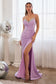 Embellished Bust Stretch Satin Fitted Elegant Prom & Bridesmaid gown Shimmering Ball Glowy Dress Sensual Mermaid Skirt w\ Slit CDCD888-10