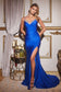 Embellished Bust Stretch Satin Fitted Elegant Prom & Bridesmaid gown Shimmering Ball Glowy Dress Sensual Mermaid Skirt w\ Slit CDCD888-0