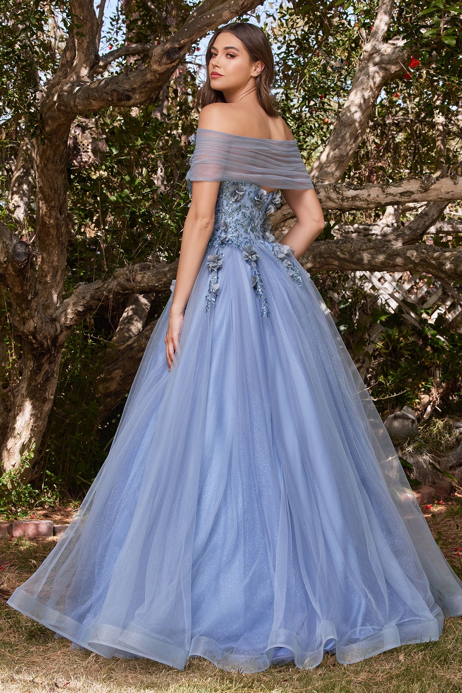 Strapless Glitter Layered Tulle Ball Gown-7