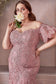 Off Shoulder Mermaid Embroidered with Floral Pattern Short Puff Sleeves Prom & Bridesmaid Dress CDCD959C-2