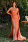 Stretch Satin Gown With Gloves-11