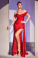 Shimmering Fitted Off The Shoulder Gown With Matching Gloves-6