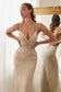 Fitted Beaded Mermaid Luxury Sexy Sequin Glitter Gala Night V-neck Spaghetti Strap Bodice Prom & Bridesmaid Dress CDCD992-4