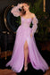 Strapless Layered Lace Sheer Bodice w\ Detachable Puff Sleeves A-Line Long Prom & Bridesmaid Dress CDCD997-3