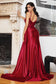 Satin Fitted Gown With Beaded Lace Details-5