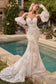 Lace Mermaid With Removable Sleeves Sweetheart Long Wedding Dress CDCDS431W-0