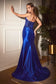 Stretch Satin Glitter & Lace Fitted Gown-6
