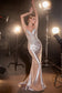 Fitted Glitter & Lace Stretch Satin Gown-12