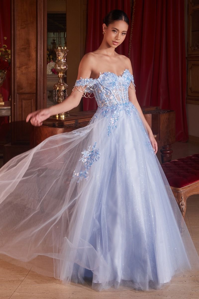 OFF THE SHOULDER TULLE BALL GOWN  CDCDS490-0